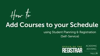 How to Add Course Sections to Your Schedule in Self-Service