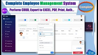 Complete Employee Management System | .NET 8 Blazor Wasm & Web API - Perform CRUD, Print, PDF etc..