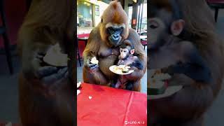 A warm moment for gorillas and babies#gorillababy #cute #animals #gorilla #baby