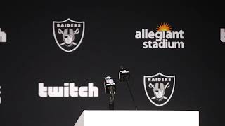 Raiders coach Antonio Pierce speaks after Jaguars game