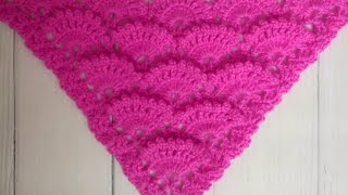 طريقة عمل شال كروشيه مثلث سهل وسريع الجزء الاول |1#Crochet Shawl Triangular