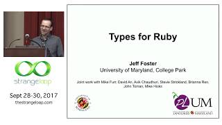 "Type Checking Ruby" by Jeffrey Foster