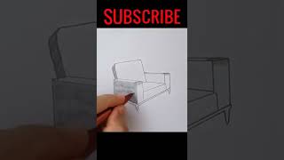DRAWING a CHAIR in TWO POINT PERSPECTIVE, Drawing 2 Point Perspective Chair #shorts