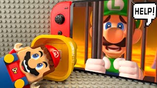 Lego Mario enters the Nintendo Switch to save Luigi from Bowser! Super Mario Ody