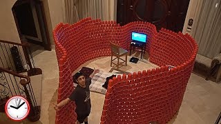 BUILDING A GIANT 10,000 RED CUP FORT!! (24 HOUR OVERNIGHT CHALLENGE) | FaZe Rug
