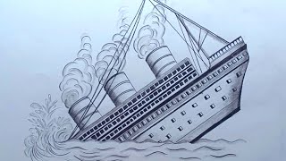 How to Draw Sinking Titanic | Draw Titanic Easy Step by Step Art Tutorial | Ship Drawing