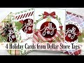 4 Christmas Cards from Dollar Store Tags Polly's Paper Studio Scrap Your Stash Tutorial Process DIY