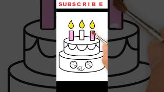How to Draw a Birthday Cake Cut and Easy / Birthday Cake Drawing / Draw Cute Cake #Shorts