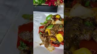 Let’s eat  some rice with pepper steak #peppersteak #africanfood #nigerianfood #short #viralvideo