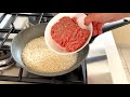 RICE AND MINCED MEAT IN A PAN. for lunch or dinner. no oven. quick and easy recipes asmr