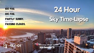 24 hours Sky Time Lapse on 2024.12.22 - Edmonton, Alberta, Canada. #canada #skytimelapse #timelapse