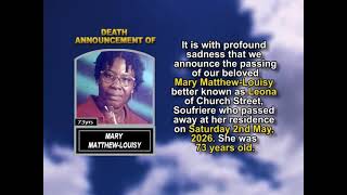 Mary Matthew-Louisy ~ Short Obituary