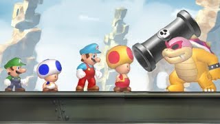 New Super Mario Bros U - All Castle Bosses (4 Players)