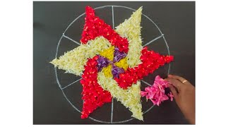 simple onam pookalam design outline | step by step simple pookalam design | pookalam drawing steps