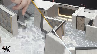 How To Build a Amazing House(model) #6 - Herringbone tile & Making door.