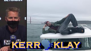 📺 Kerr: “has (Klay) ever not lived his best life?” 😂 isn’t wearing the boot anymore; worst is over
