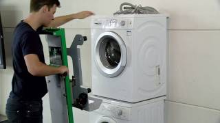 Washing machine and dryer handling with Tiller®-liftmobile, lifting and mounting equipment