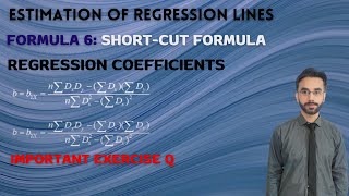 Estimation of Regression Lines | Short Cut Formulas 6 |  Important Ex Q | CH 6 | LEC 15 | HSSC