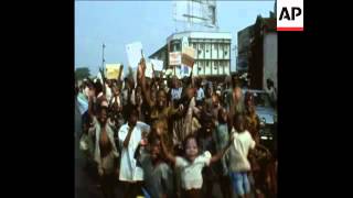 SYND 14-01-70 NIGERIANS CELEBRATING VICTORY OVER BREAKAWAY BIAFRA WITH JUBILANT STREET DEMONSTRATION