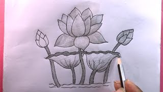 How To Draw Easy Lotus Step By Step/Drawing Lotus Flower Drawing