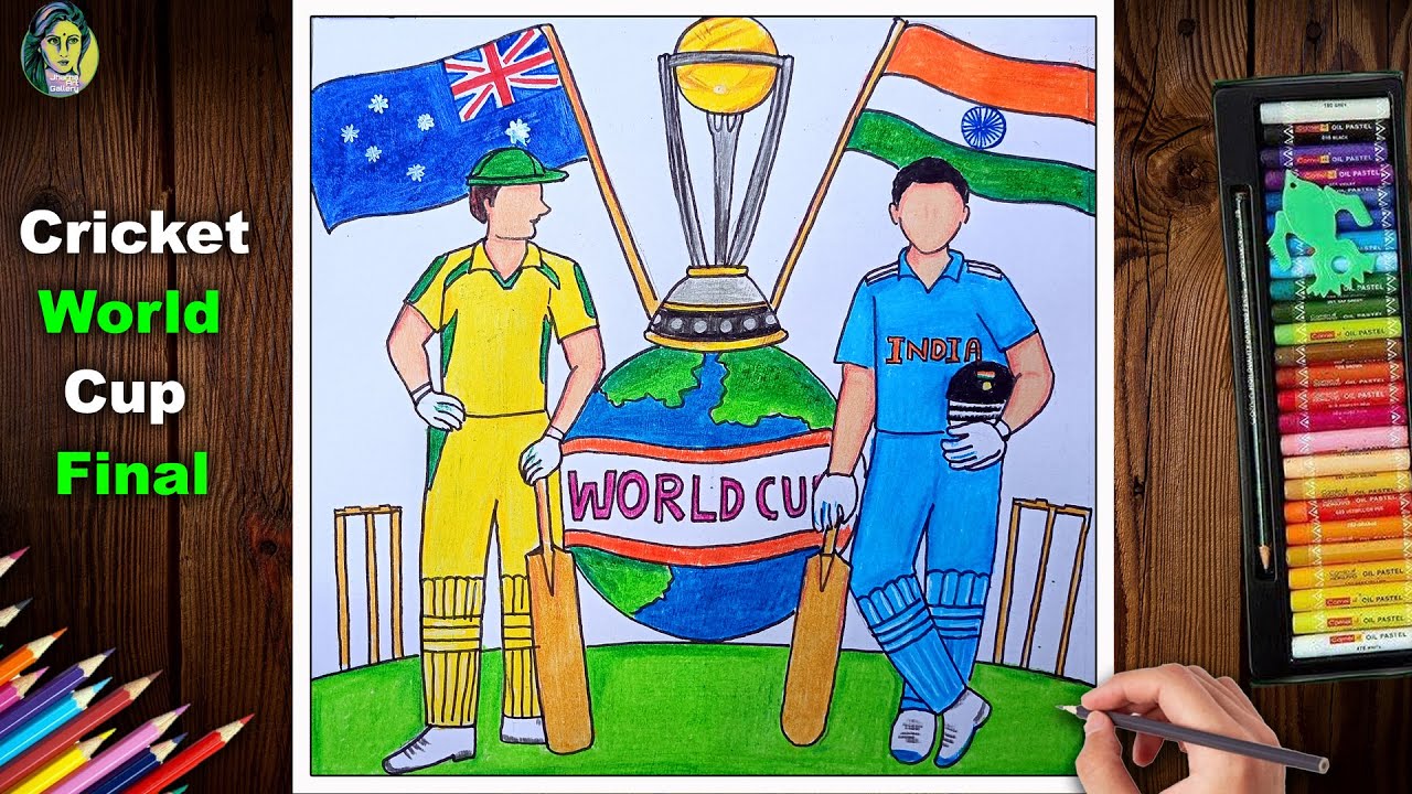 Cricket World Cup Final Match Drawing | Cricket World Cup Drawing ...