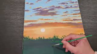 Capturing the Beauty of a Serene Sunset | Acrylic Painting #soulartwork #sunset #canada #flowers