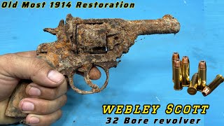 Webley Scott 32 Bore Revolver Old Most 1914 Restoration, Webley 32 Bore restoration Gun restoration