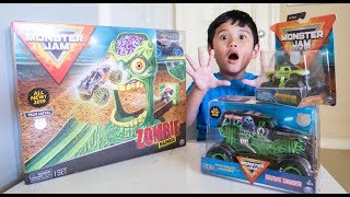 Sean Opens Monster Jam Zombie Madness Playset  Grave Digger Monster Truck Diecast Spinmaster