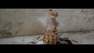 Kapla Tower Explosion 2 (Slow Motion and Stop Motion) -Fire Game