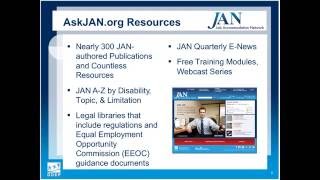 Managing Disability in the Workplace & Using JAN