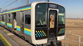 E１３１系試運転　発車　鹿島線十二橋駅　（ドア開閉あり）