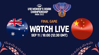 FINAL: Australia v China | Full Basketball Game | FIBA U18 Women's Asian Championship 2022 - Div. A