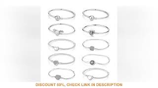 Original 925 Sterling Silver Bracelets Bangles Crystal Ball Love Heart Clasp Beads Charms Moments Br