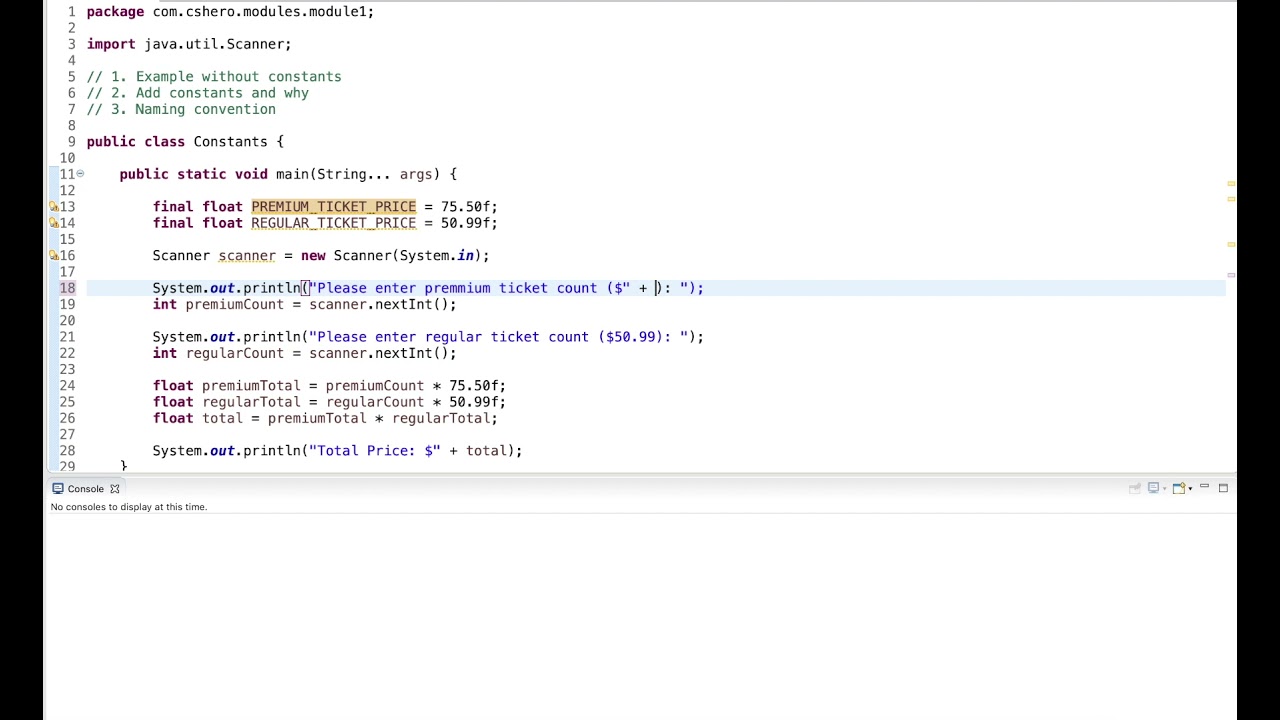 Java Tutorial Constants Youtube
