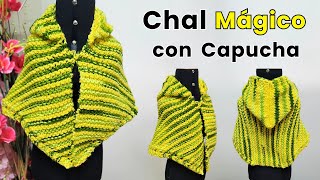 Chal Poncho con Capucha Mágico a Dos Agujas – Tejidos Elegantes a Palitos Fáciles de Tejer