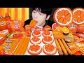 ASMR MUKBANG | GALAXY HONEY JELLY CANDY RECIPE Desserts (Orange Food, Noodles Jelly, Ice cream)