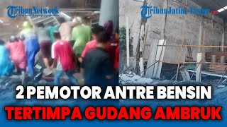 Antre Isi Bensin, 2 Pemotor di Surabaya Tertimpa Dinding Gudang yang Ambruk Gara-gara Hujan Angin