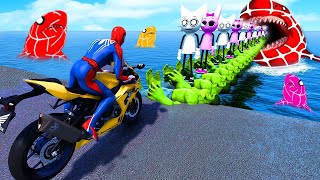 GTA V Spider-Man 2, Pomni, Poppy Playtime, Hulk Takes on Spiral Bridge Stunt Ride on Motorcycle