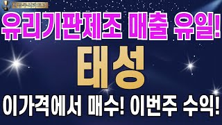 태성 주가전망 - 유리기판제조장비 매출 유일! 이가격에서 매수하세요! 이번주에 수익볼겁니다!