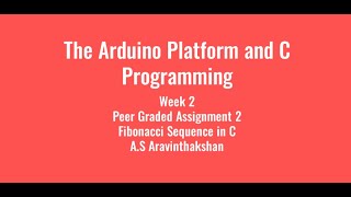 The Arduino Platform and C Programming | Week 2 Assignment |