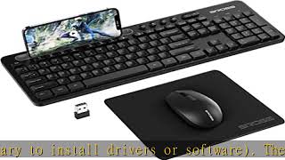 Wireless Keyboard and Mouse Combo - Keyboard with Phone Holder, IVSOTEK 2.4GHz USB Wireless Keyboar