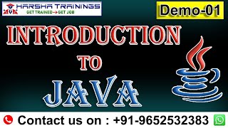 Java Demo 01 | Introduction to Core Java | Java Tutorial for Beginners | Harsha Trainings