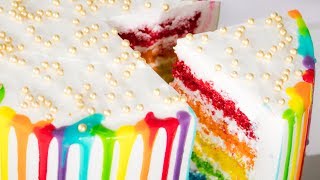 Rainbow Cake in Cooker Recipe | No Egg - No Oven Cake | Eggless Baking Without Oven