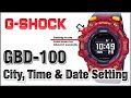 GBD-100 G-Shock Module 3481 How to Set Time, Date, Home City, DTS, 12/24H, Key Tone, Light Setting ✌