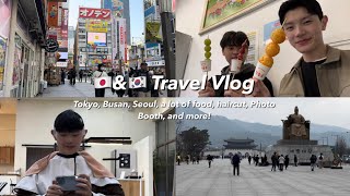 Japan & Korea Travel Vlog🍣💇🏻‍♂️: Restaurant hopping, haircut, photobooth with fr
