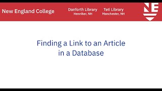 Finding a Link to an Article in a Database
