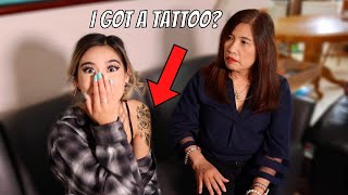 mom reacts to my NEW TATTOO