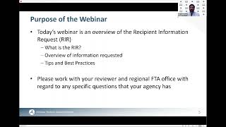 FTA Recipient Information Request Webinar #2