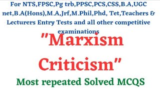 MCQs Marxism criticism @studyadmirers