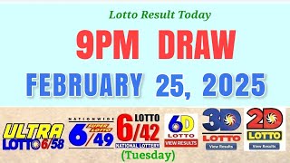 Lotto Result Today 9pm draw February 25, 2025 PCSO